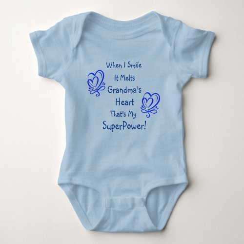 Change Name ALL Text Smile Breaks Heart Superpower Baby Bodysuit