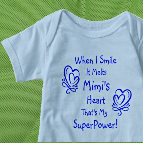Change Name ALL Text Smile Breaks Heart Superpower Baby Bodysuit