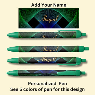 Change Name Geometric Green Blue Swirl Pen