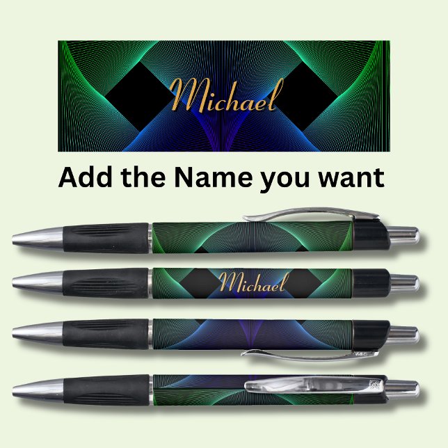 Change Name Geometric Green Blue Swirl Pen (Creator Uploaded)