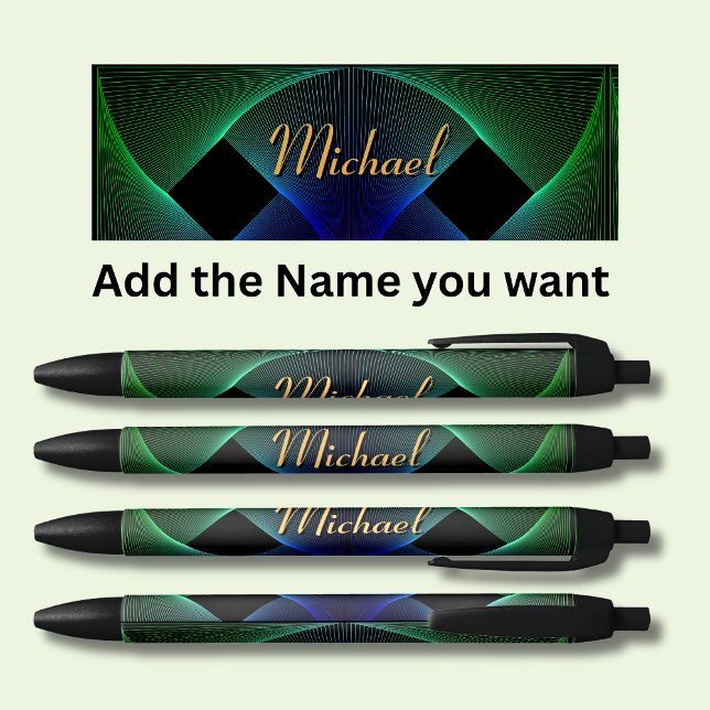 Change Name Geometric Green Blue Swirl Pen (Creator Uploaded)