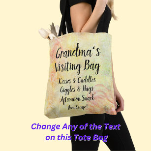 Change Name Grandma's Visiting Floral Tote Bag