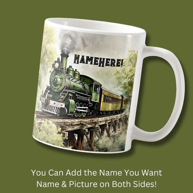 Change Name - Green Steam Train Engine on Bridge   Coffee Mug (Creator Uploaded)