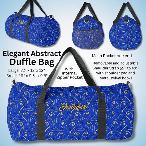 Change Name Modern Blue Gold Yellow Abstract Duffle Bag