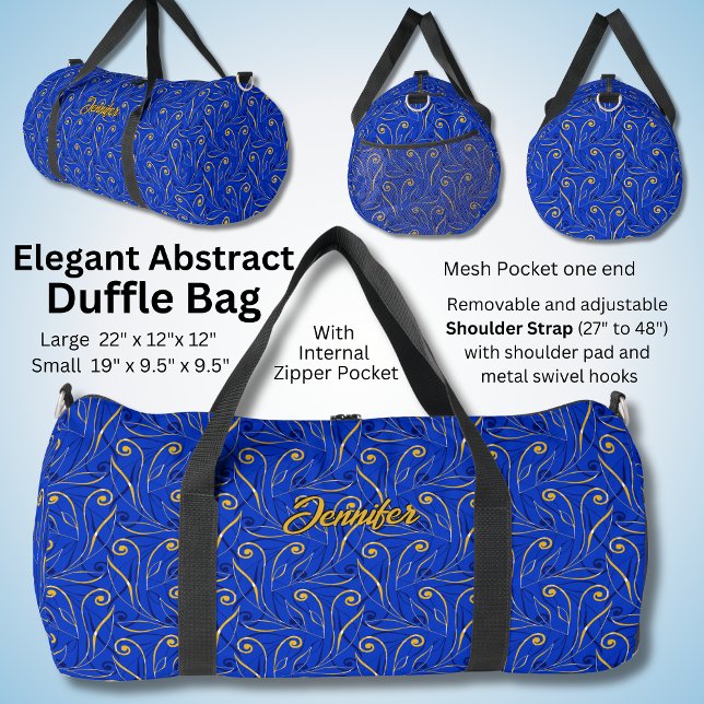 Change Name, Modern Blue Gold Yellow Abstract Duffle Bag (Creator Uploaded)