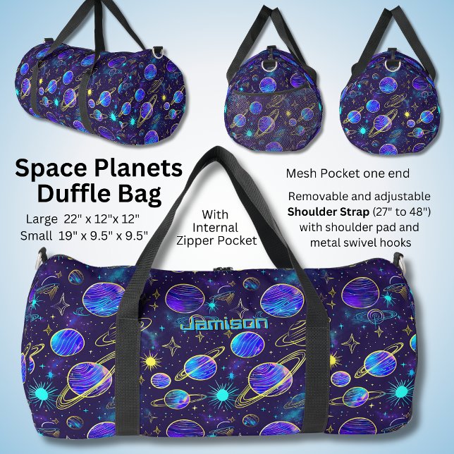 Change Name, Neon Look Planets Stars Galaxy        Duffle Bag (Creator Uploaded)