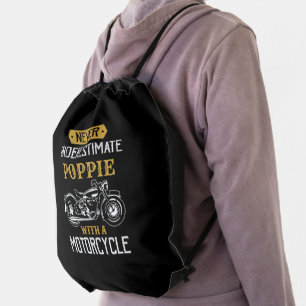 Change Name Never Underestimate Grandpa Motorcycle Drawstring Bag