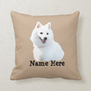 Change Name Own Photo Text Japanese Spitz Dog Throw Pillow