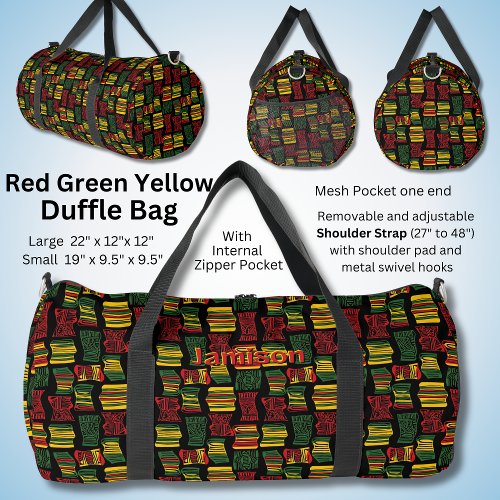 Change Name Red Green Yellow Black Duffle Bag