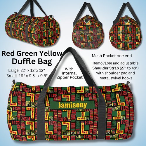 Change Name Red Green Yellow Black Geometric  Duffle Bag