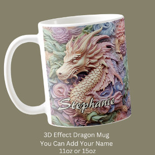 Change Name, Soft Pastels 3D Effect Dragon Coffee Mug