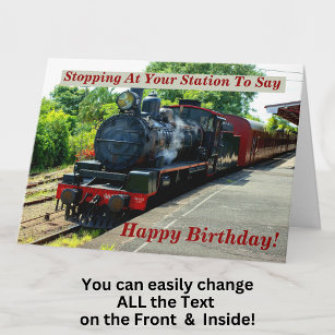 Change Name Steam Train Men Man Happy Birthday Card