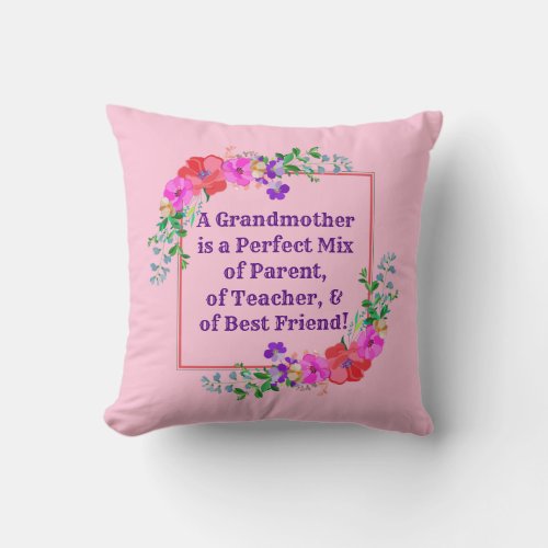 Change Name  Text Grandmother Perfect Mix Pink Th Throw Pillow