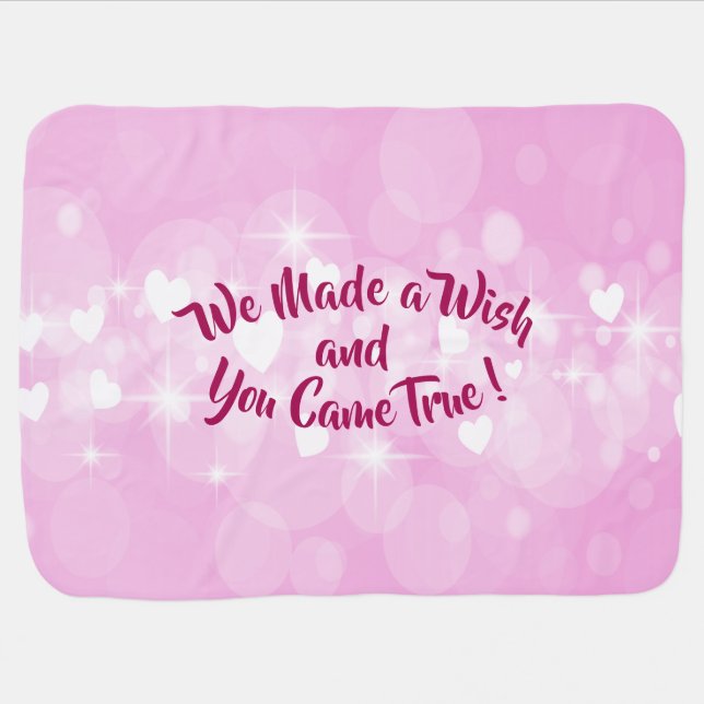 Change Name Text We Made A Wish & You Came True Ba Baby Blanket (Horizontal)