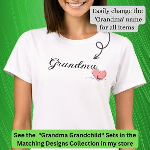 Change Name / Title Grandma Heart Matching Baby  T-Shirt