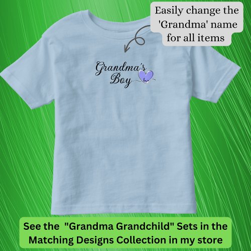Change Name  Title Grandma Heart Matching Baby  Toddler T_shirt