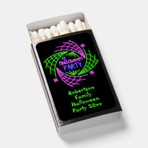 Change Name Year Text Halloween Neon Spiderwebs Matchboxes