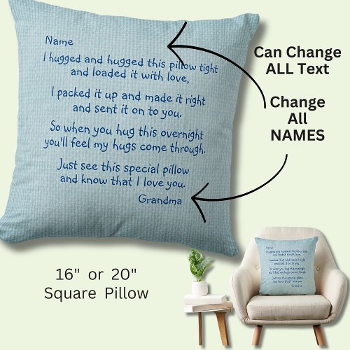 Change Names AND any Text _ I hugged this pillow