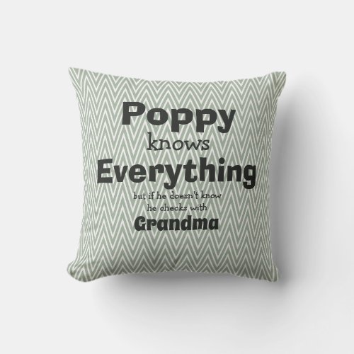 Change Names Poppy knows Everything _ Grandma Throw Pillow