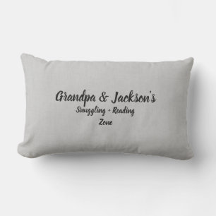 Change Names Text Grandpa Cuddling Reading Zone    Lumbar Pillow