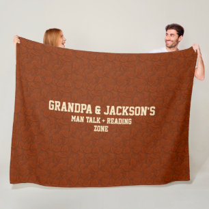 Change Names Text Grandpa Man Talk & Reading Zone  Fleece Blanket