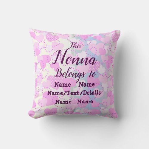 Change Nonna Name Add Children Names Personalized Throw Pillow