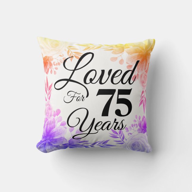 Change Number Age Birthday Flowers Loved XX Years Throw Pillow (Front)