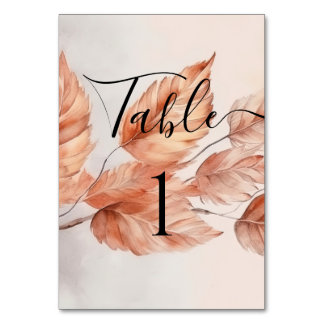 CHANGE NUMBER - Autumn Leaves Calligraphy Table Number