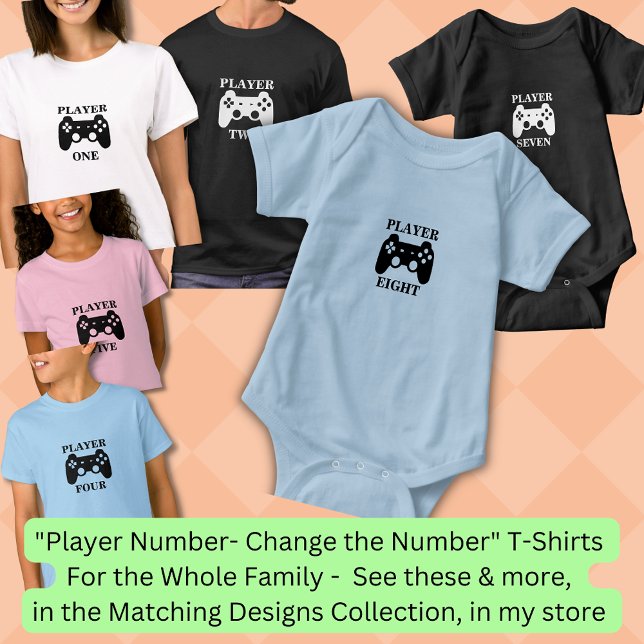 Change Number, Player Eight Matching Gamer  Baby Bodysuit (Creator Uploaded)