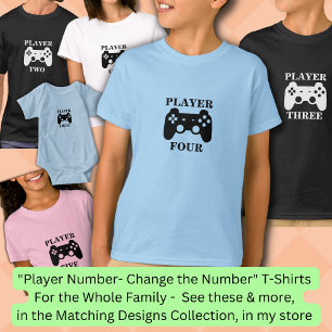 Change Number, Player Four Matching Boy's Gamer T-Shirt