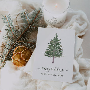 Change of Address at Christmas   Simple Pine Holiday Postcard
