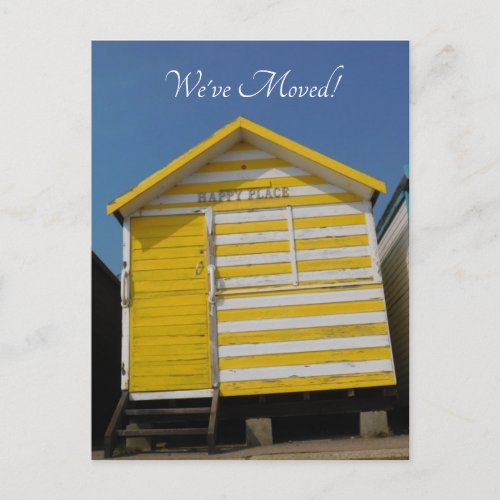 Change of Address Beach Hut Happy Place Postcard