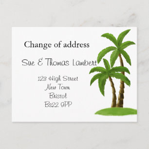 Change of address beach theme palm tree announcement postcard