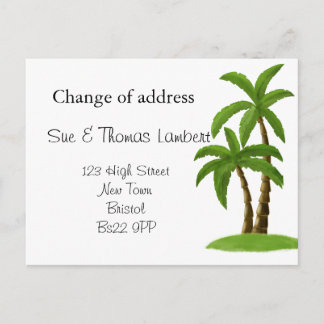 Change of address beach theme palm tree announcement postcard
