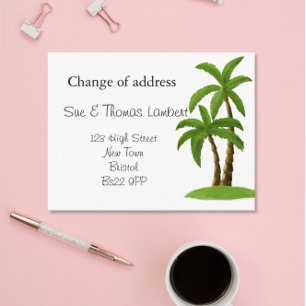 Change of address beach theme palm tree announcement postcard