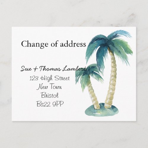 Change of address beach theme palm tree announcement postcard