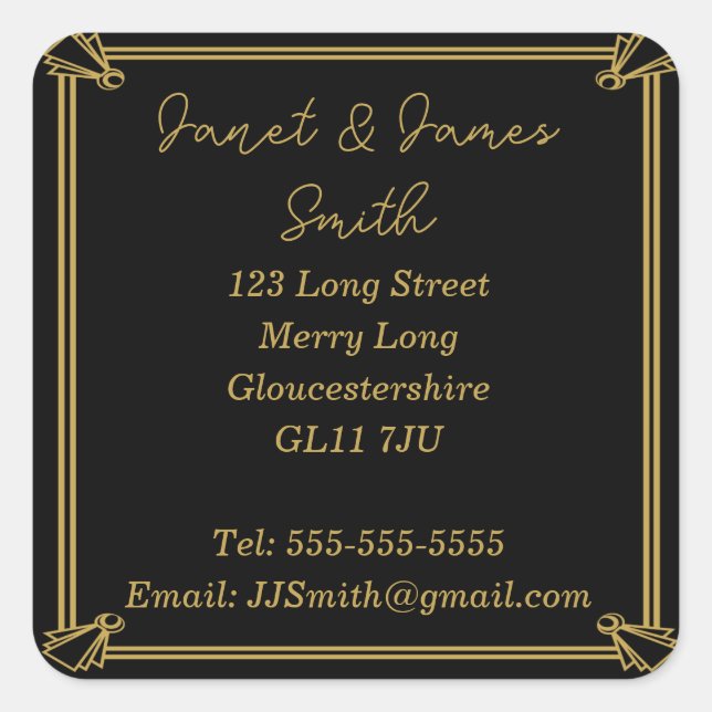 Change of Address black and gold  Sticker (Front)