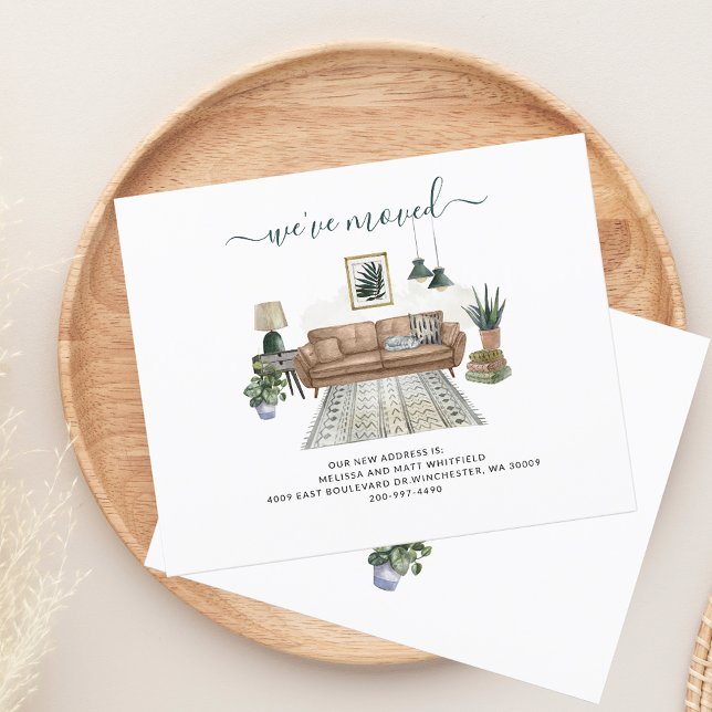 Change of Address Boho Moving Announcement (Moving Announcement Boho Chic Living Room Change of Address)