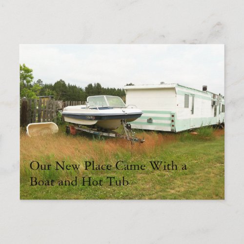 Change of Address Card Boat and Hot Tub Announcement Postcard