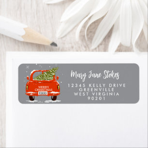 Change of Address Card We’ve Moved Red Holiday Label