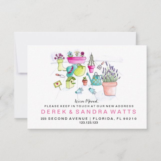 Change of address card we've moved house gardener (Front)