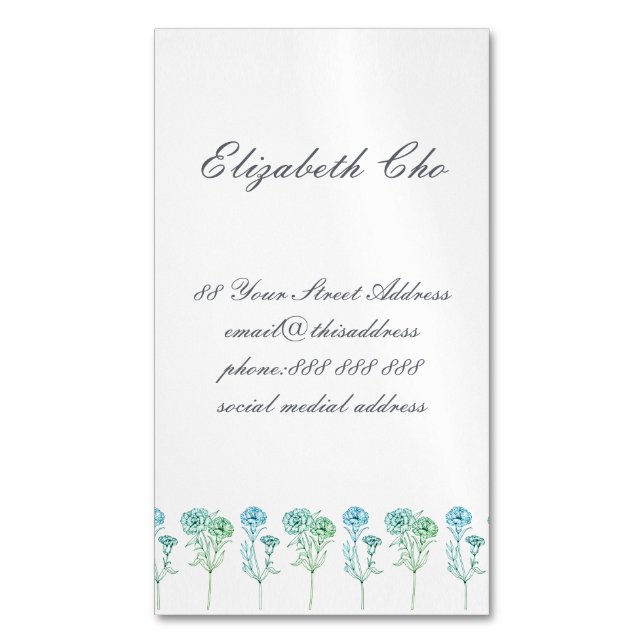 Change of Address - Carnations Business Card Magnet (Front Vertical)