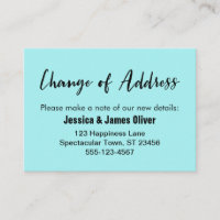 "Change of Address" Casual, Aqua Enclosure Card