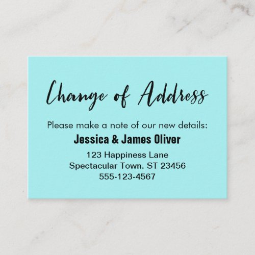 Change of Address Casual Aqua Enclosure Card