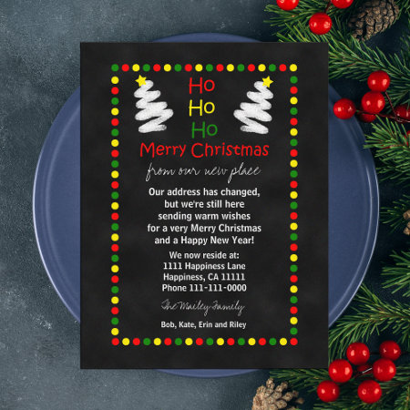 Change Of Address Chalkboard Christmas Trees Holiday Postcard