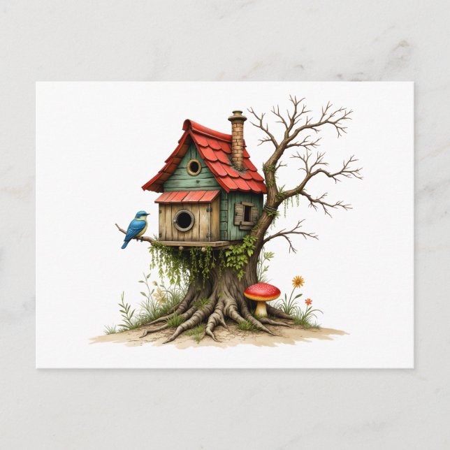Change of Address Charming Bird House Postcard (Front)