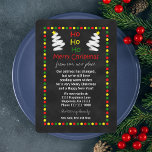Change of Address Christmas Flat Card Chalkboard<br><div class="desc">This chalkboard change of address Christmas flat card is featured on a black chalkboard style background. Colorful Christmas lights in red, yellow and green form a border around your holiday greeting. The words "Ho Ho Ho Merry Christmas from our new place" around flanked by a white chalk style Christmas tree...</div>
