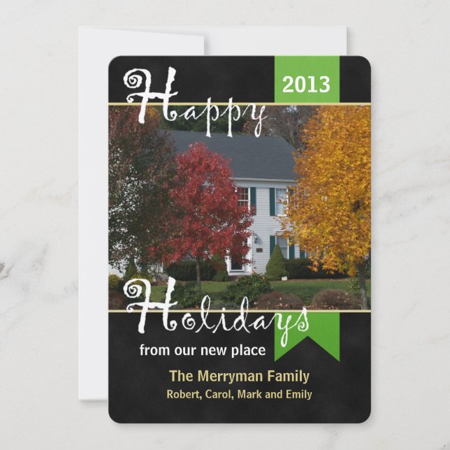 Change of Address Christmas Flat Card with Photo (Front)