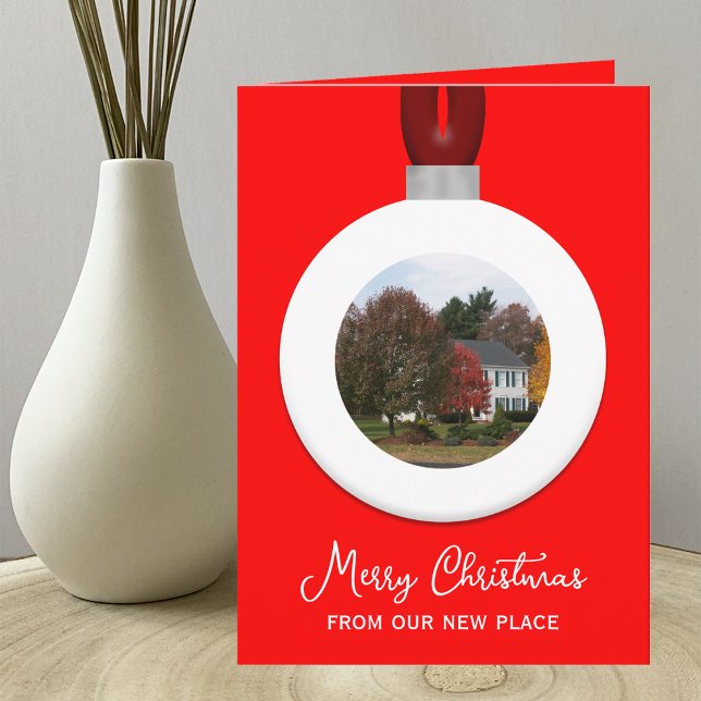 Change of Address Christmas Ornament Photo Red Holiday Card (Creator Uploaded)