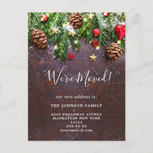 Change of Address Christmas Rustic Holidays Announcement Postcard